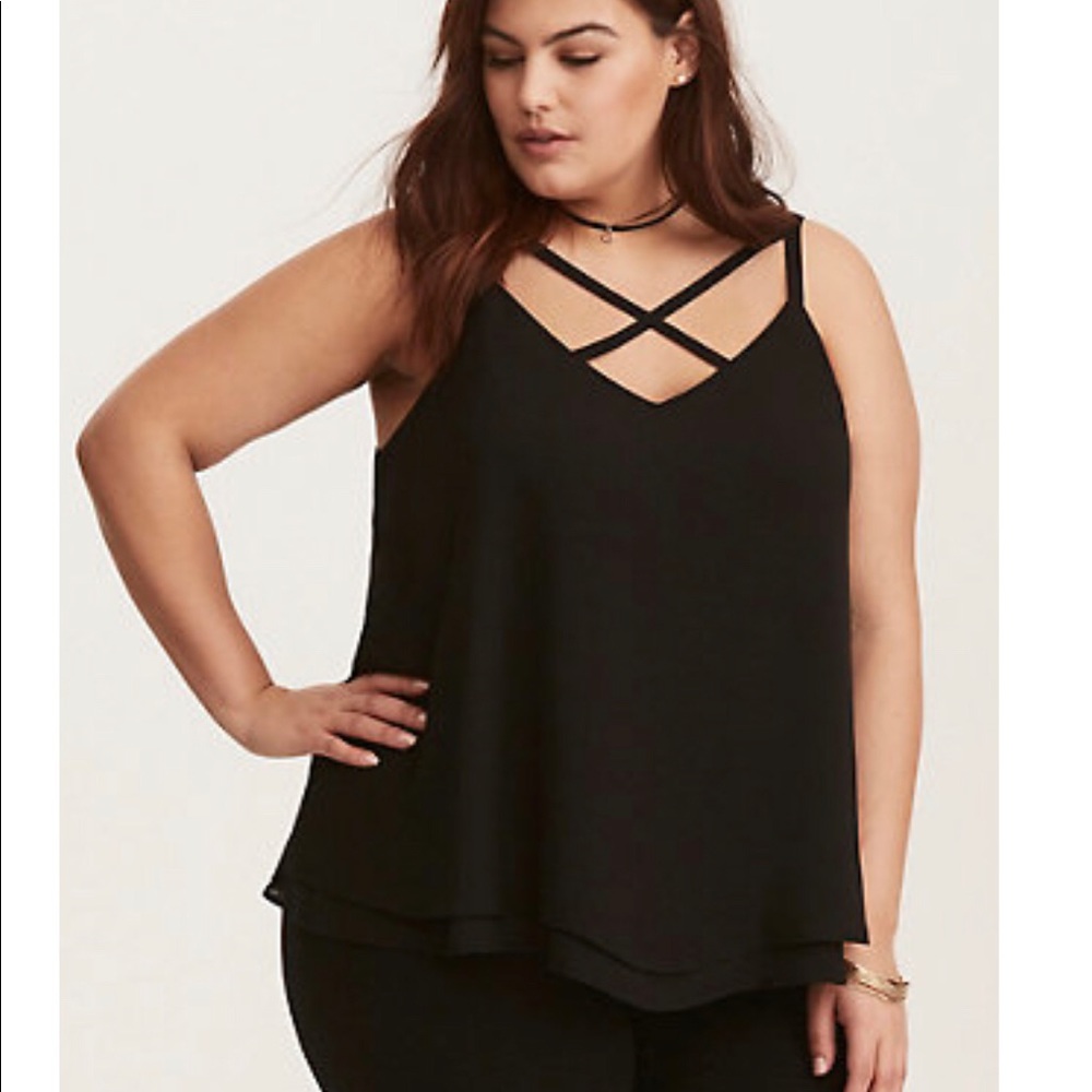 Torrid black strappy chiffon swing cami - 00